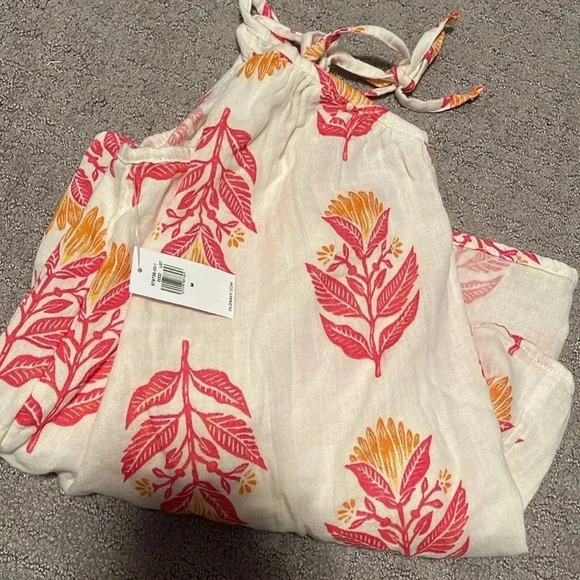 Old Navy Floral Tank Top NWT Woman’s Medium Pink Orange Flowers V Neck - Picture 6 of 7